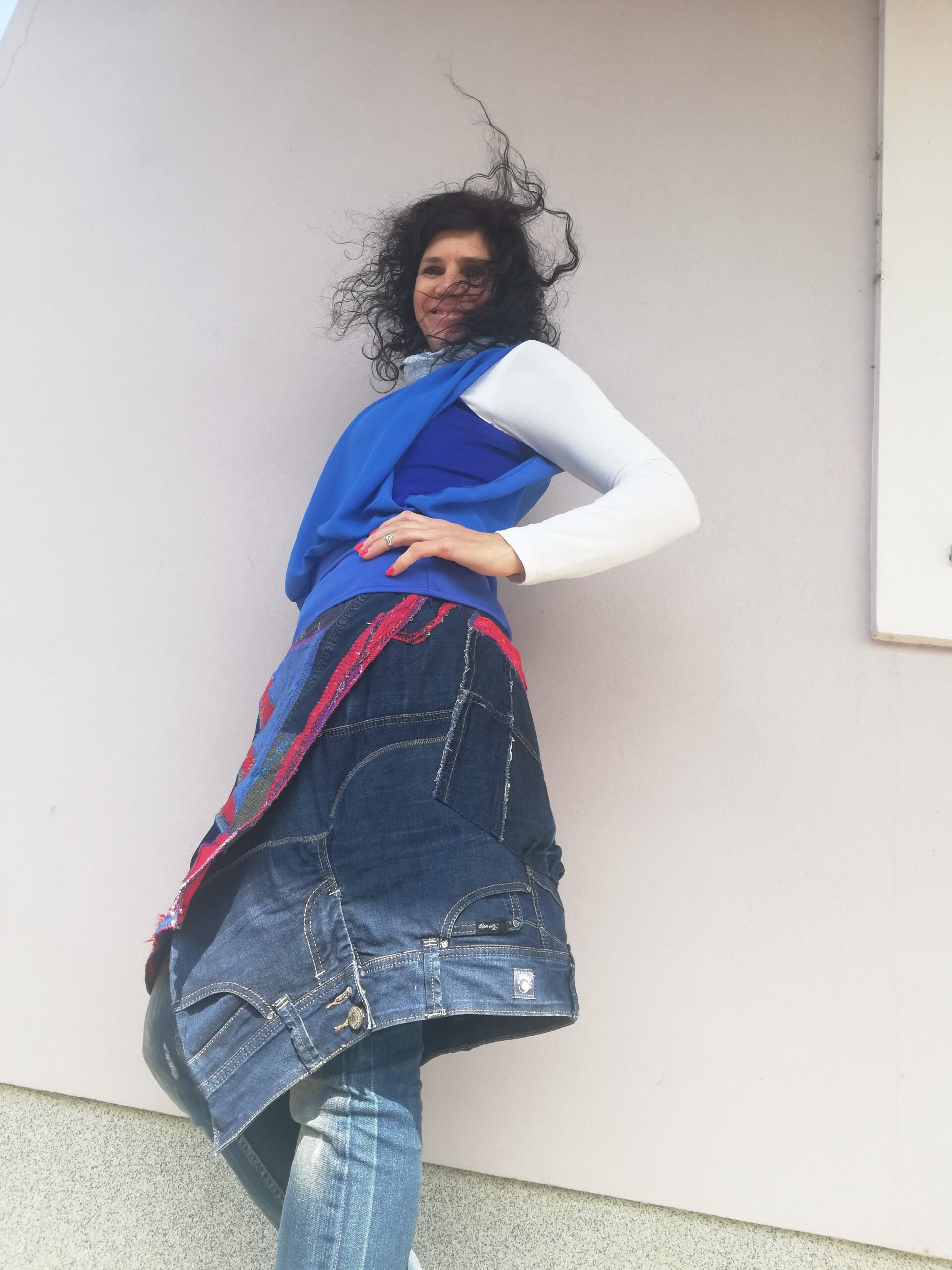 kRavbojka — jeans krilo s strani